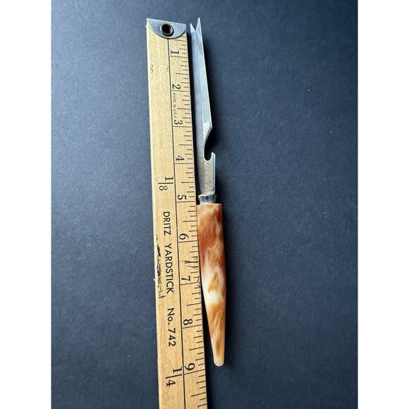 Vintage Bakelite Cheese Knife Bottle Opener Stainless Steel Charcuterie MCM - Picture 6 of 6